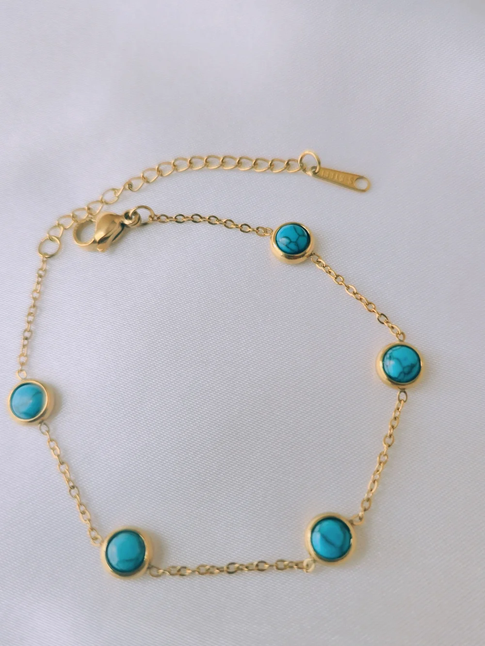 Gold-Plated Turquoise‎ Station Bracelet